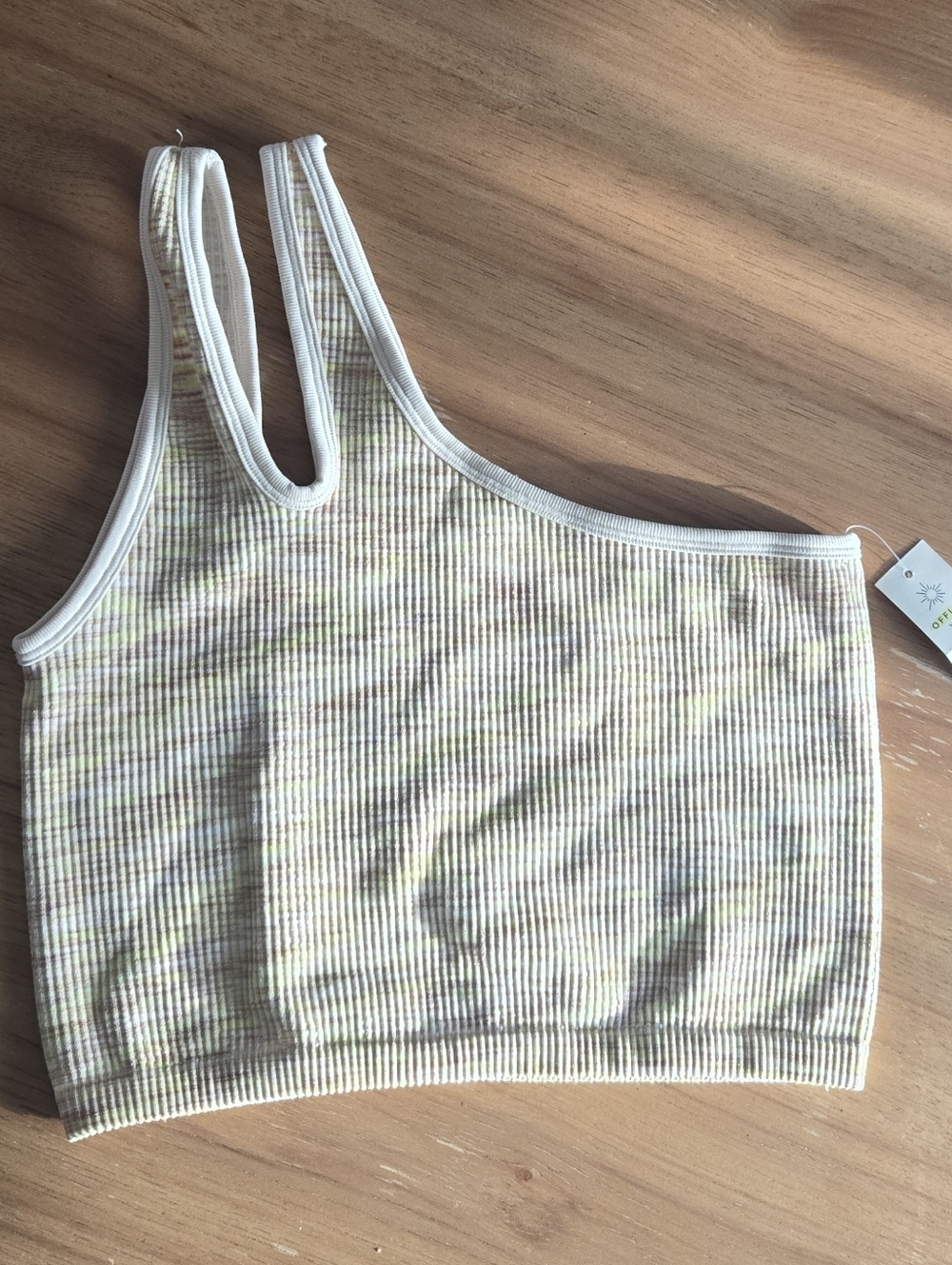 Offline by Aerie Ribbed Crop Tank | Size S | Multicolor One Shoulder (NWT)